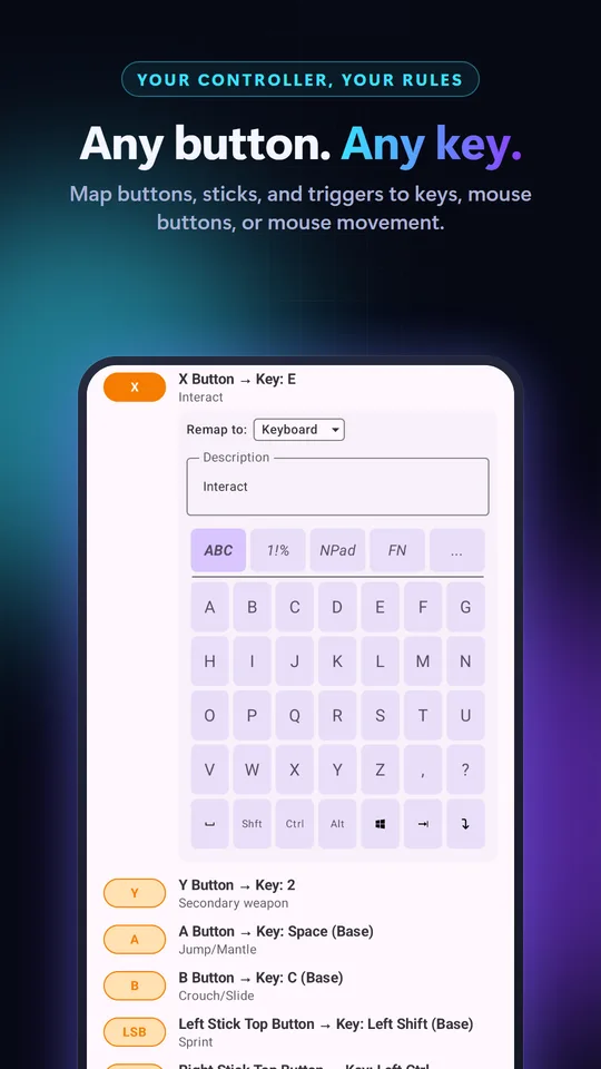CtrlWin: Controller to PC Keyboard & Mouse